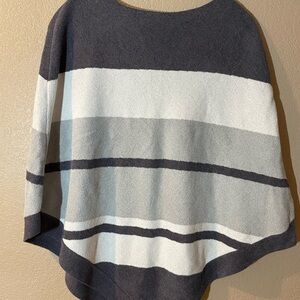 Barefoot Dreams NWOT Cozy White and Gray Striped Poncho